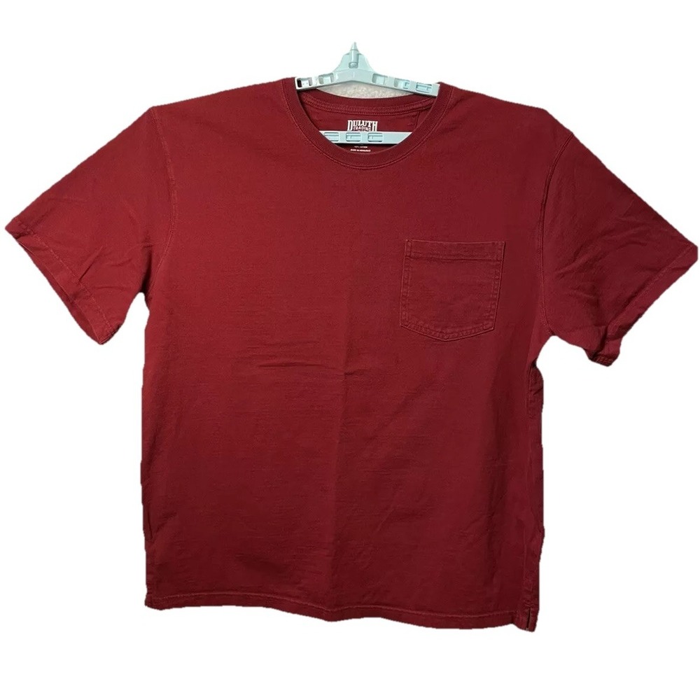 Duluth Trading Co Longtail T‎ Men's XL Red Short Sleeve Cotton T-shirt W/Pocket